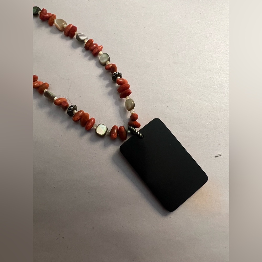Silpada Mosaic Sponge Coral Square Pendant - Picture 2 of 4